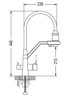 Смеситель для кухни Shevanik S968T с подключением фильтра оружейная сталь