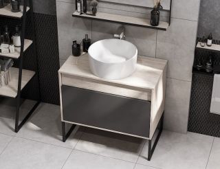 Тумба под раковину Акватон Лофт Урбан 80см дуб орегон/серый графит 1A247601LQX60