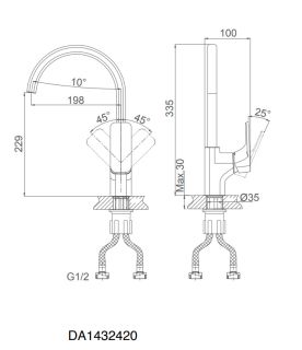 Смеситель для кухни DQ Berlin.(DA1432420) высокий антрацит