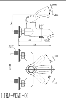 Смеситель для ванны и душа, бронза Cezares LIRA-C-VDM1-02