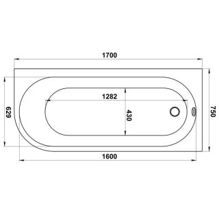 Акриловая ванна Bas Веста В 00144 170х75 правая на каркасе