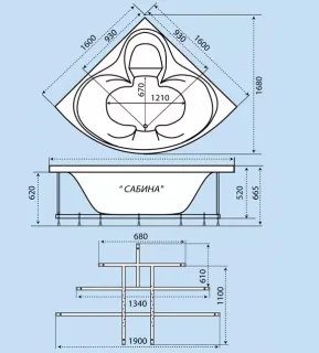 Акриловая ванна Triton Сабина Щ0000045086 160 см на Х-каркасе белый