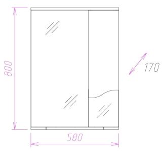 Шкаф-зеркало с подсветкой Onika Лайн 205820 правый 58см белый
