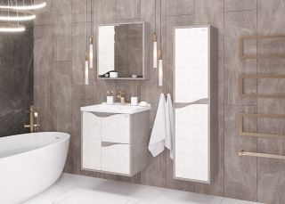 Шкаф-зеркало Onika Брендон 206084 60см бетон крем/камень светлый