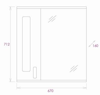 Шкаф-зеркало с подсветкой Onika Кристалл 206705 левый 67см белый