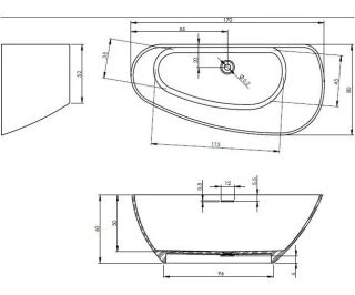 Ванна из искусственного камня Riho Granada B120001105 L 170x80см белый