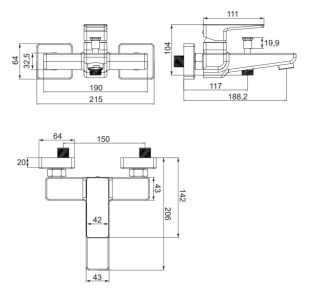 Смеситель для ванны Omnires Parma хром/белый PM7430CRB