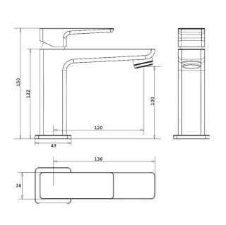 Смеситель для раковины Omnires Parma инокс PM7411IN
