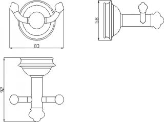 Двойной крючок Sapho Astor хром 1325-01