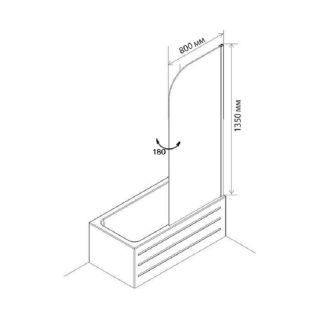 Шторка на ванну Agger A02-080TCR универсальная 80х135