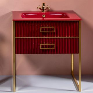 Тумба под раковину Armadi Art Monaco 80см бордо/золото 866-080-RG