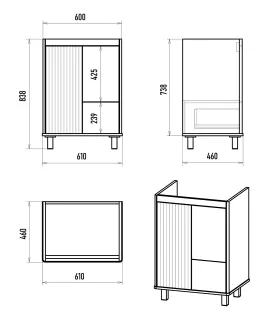 Напольная тумба под раковину Brevita Risacca Pistachio 60 УТ000026418 фисташковый