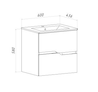 Тумба Runo Палермо 60 подвесная под умывальник Teffy 60 (00-00004082)