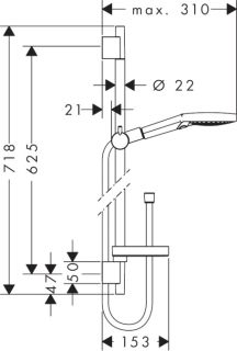 Душевой гарнитур Hansgrohe Raindance Select S 120 3 jet 26630000 штанга 650 мм