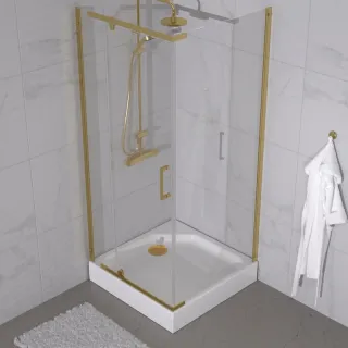 Душевой уголок Triton Терра -Голд  Щ0000073931 90x90 см профиль золото стекло прозрачное
