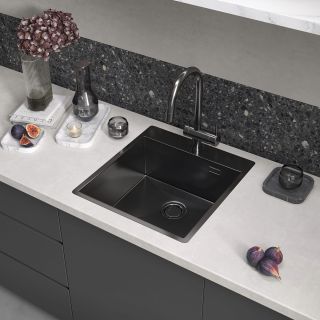 Мойка кухонная Reflexion Iseo 46-BL RX2246BL оружейная сталь