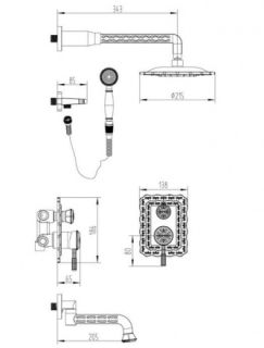Душевая система скрытого монтажа Zorg Серия 100 A 104DS-SL