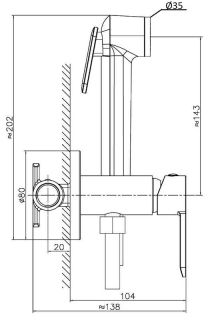 Agger Gorgeous A0270044 гигиенический душ со смесителем с внутренней частью. Цвет чёрный. Шланг в комплекте.