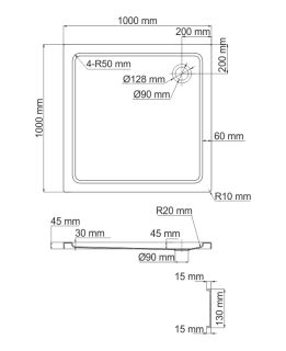 Душевой поддон Wasserkraft Amper 29T19 100x100