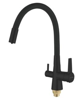 Смеситель для кухни Shevanik S668H с подключением фильтра чёрный