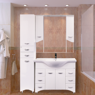 Зеркальный шкаф с подсветкой Misty Дрея 105см белый