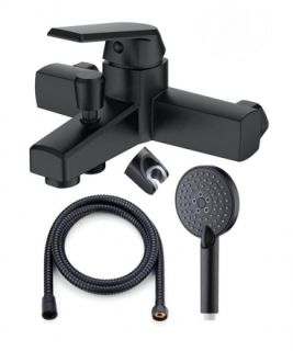 OneLife P02-300b полимерный смеситель для ванны с душ.набором, черный