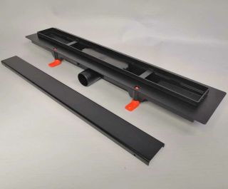 Душевой лоток Veconi Klasik Black 450 V450KB с Черной матовой решеткой под плитку