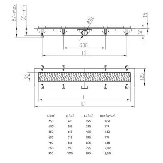 Душевой лоток Veconi Klasik Black 450 V450KB с Черной матовой решеткой под плитку