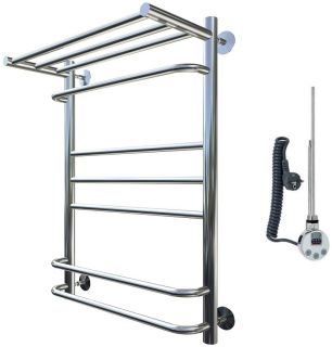 Электрический полотенцесушитель Тругор Идеал комби 3 П с полкой 80x40см хром Идеал/комби3/элТЭН8040П