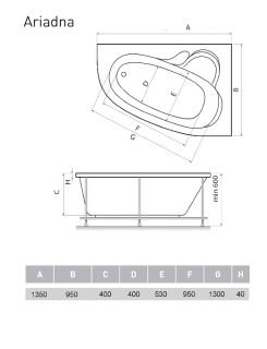 Акриловая ванна Relisan Ariadna 170x110 R Гл000000538 без гидромассажа