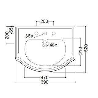 Раковина Kerasan Retro 104601*3 белая 69 см