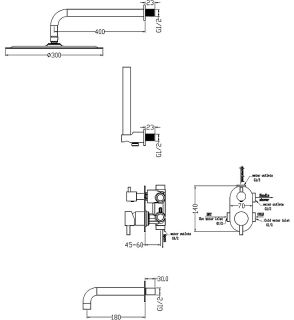 Душевая система Boheme Uno 464-2-MG золото матовое