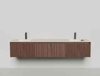 Подвесная тумба Salini Domino 27D220DINF 200см шпон с фрезеровкой для двух встраиваемых раковин