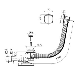 Слив-перелив для ванны Koller Pool B70CLPA