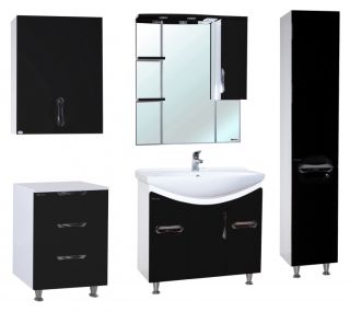 Зеркало-шкаф с подсветкой Bellezza Лагуна 85см правый черный 4612114001048