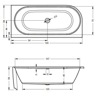 Акриловая ванна с подсветкой Riho Desire Corner LED B088002005 L 184х84см светодиоды под ванной белый