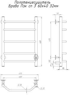 Электрический полотенцесушитель Тругор Браво Пэк сп 3 60x40см хром БравоПэксп3/604032