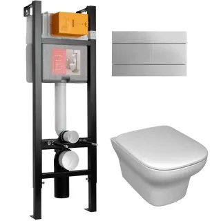 Инсталляция Jacob Delafon E21770RU-00 с безободковым унитазом Vox сиденье тонкое микролифт клавиша смыва хром