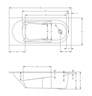Акриловая ванна Riho Lazy B078001005 170х75см белый