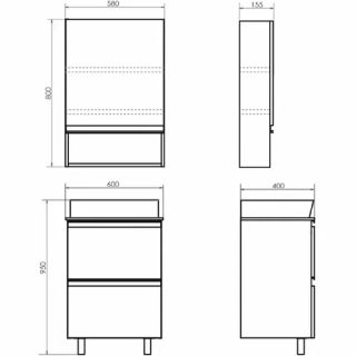 Тумба с раковиной Comforty Эдинбург 00-00004763 60 см Бетон светлый