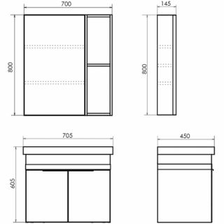 Зеркало-шкаф Comforty Соло 00-00011589 70 см