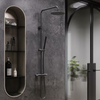 Душевая стойка Damixa Scandinavian Pure 936800300 с термостатом Черная матовая