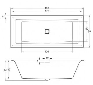 Акриловая ванна Riho Still Square Fall B099032005 заполнение через перелив 180х80см белый