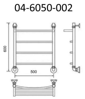 Полотенцесушитель водяной Маргроид В4 Р60*50 с полкой хром 04-6050-002