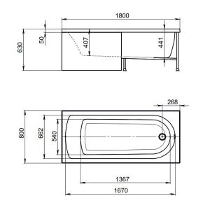 Акриловая ванна Timo Mika MIKA1870 180x70 см