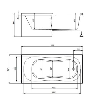 Акриловая ванна Timo Inka INKA1570 150x70 см