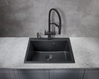 Смеситель для кухни Milacio Ultra MCU.557.TB с подключением к фильтру и гибким изливом Total Black