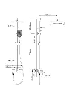 Душевая стойка Wonzon & Woghand Cube 2.0 WW-88047068-BGM тёмный графит