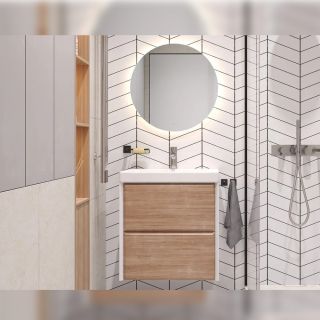 Тумба под раковину подвесная Velvex Gesso tp.GES.9696.60.2Y белый матовый/дуб сонома, 60 см