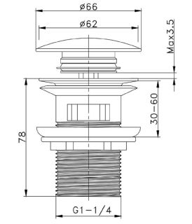 Донный клапан для раковины Raglo R600.03 хром